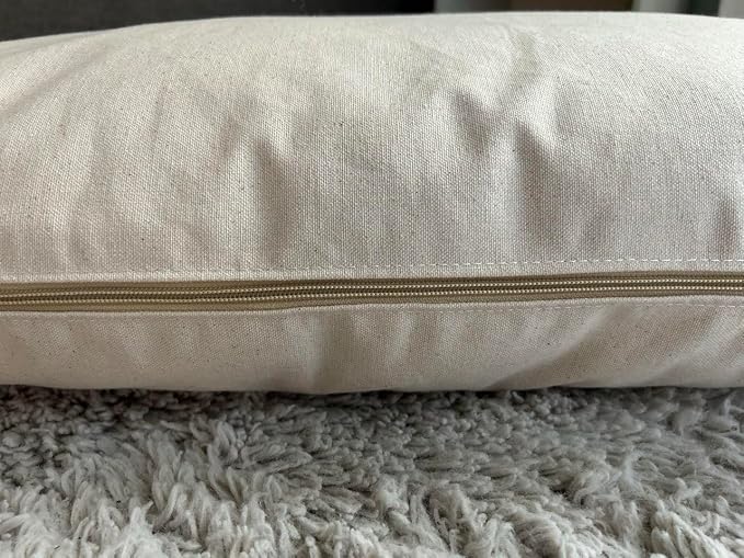 Natural Cotton Canvas Dog Bed – Raw Cotton Filled Pet Cushion Insert, Breathable Eco-Friendly Dog Mattress, Durable Washable Cover with Zipper (Natural, Medium 42"x29"x4")