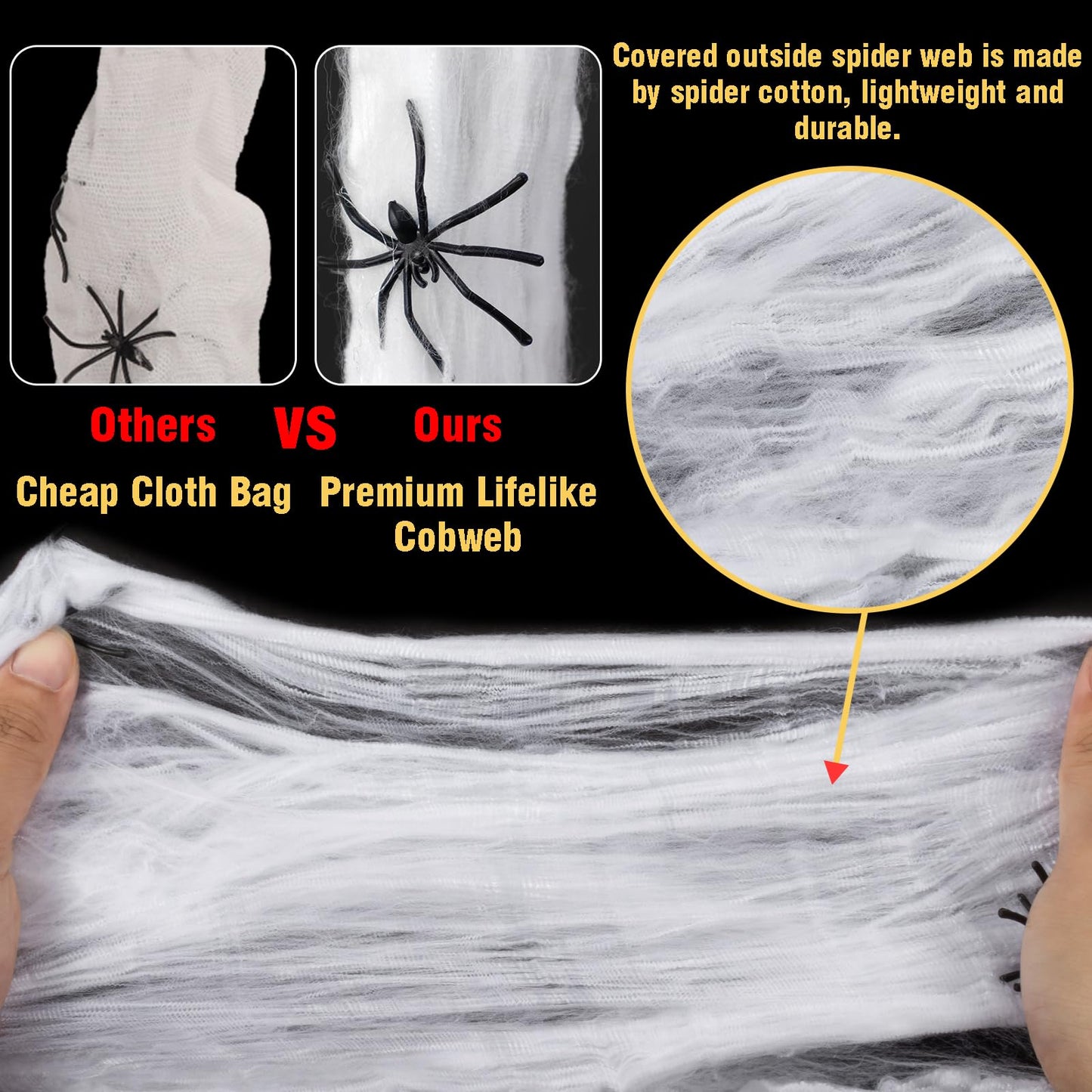 3pcs Halloween Hanging Decorations Spider Egg Sacs - 41 Inch Spider Egg Decoration with Led Lights for Yard Lawn Tree Halloween Party Decorations Indoor Outdoor
