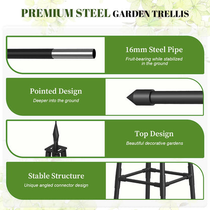 Alisisfores 4 FT Obelisk Trellis for Climbing Plants,Garden Trellis with Extra Thickened Plastic-Coated Metal Pipes, Outdoor & Indoor Garden Support for Potted Plants, Black