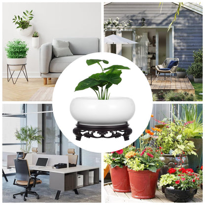 Toddmomy 6.3 Inch Lotus Ceramic Bowl Planter, Hydroponic Pot with Detachable Base, No Drainage Hole Container for Indoor Zen Decor, Office Desktop Water Gardening