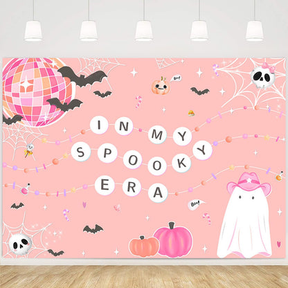 MEHOFOND 7x5ft Halloween in My Spooky Era Backdrop Pink Ghost Groovy Hippie Birthday Party Glitter Disco Bachelorette Decorations Photography Background Banner Photo Booth Props