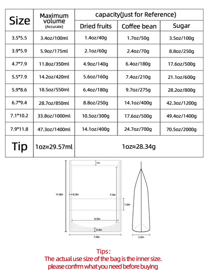 FireKylin 100 Pcs Paper Bags Resealable bags 3.5" x 5.5" Zipper Food Storage Bags, Stand Up, with Matte Window, Reusable, Sealable, for Packaging Products