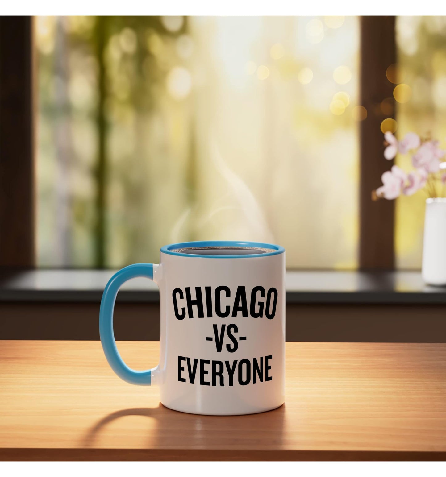 Chicago Vs Everyone T-shirt Halloween Christmas Funny Cool H Ceramic Mug, Blue/White