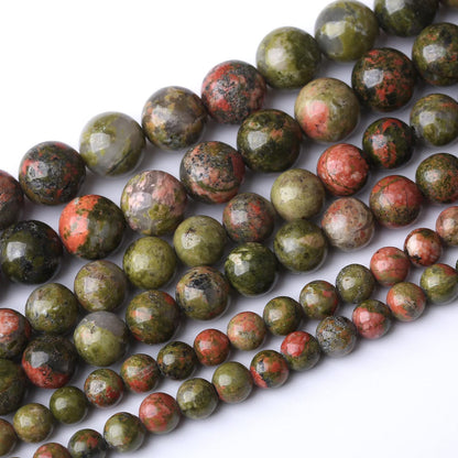 32PCS 12MM Natural Unakite Stone Beads Energy Healing Beads for DIY Jewelry Bracelet Necklace Making for Jewelry Making15Inch