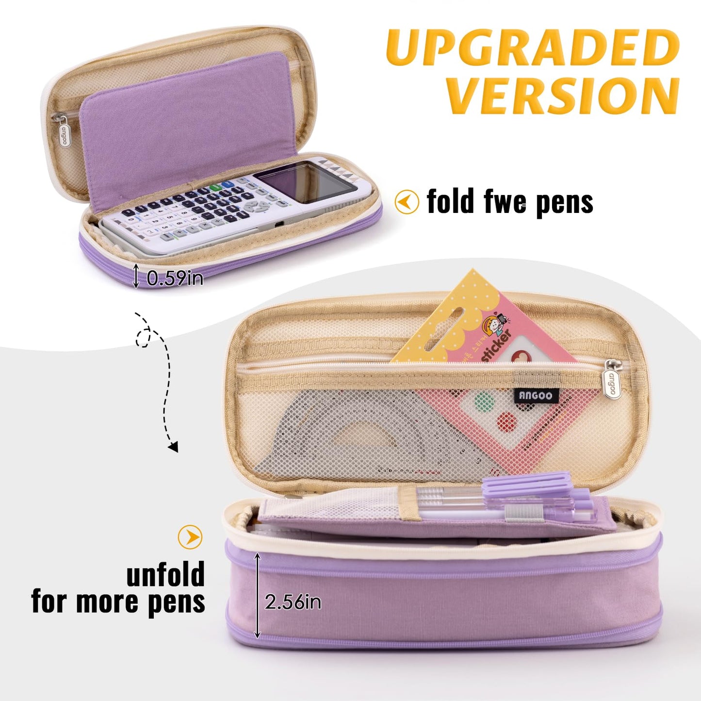 EASTHILL Big Capacity Pencil Pen Case Office College School Large Storage High Capacity Bag Pouch Holder Box Organizer Blue (Purple)