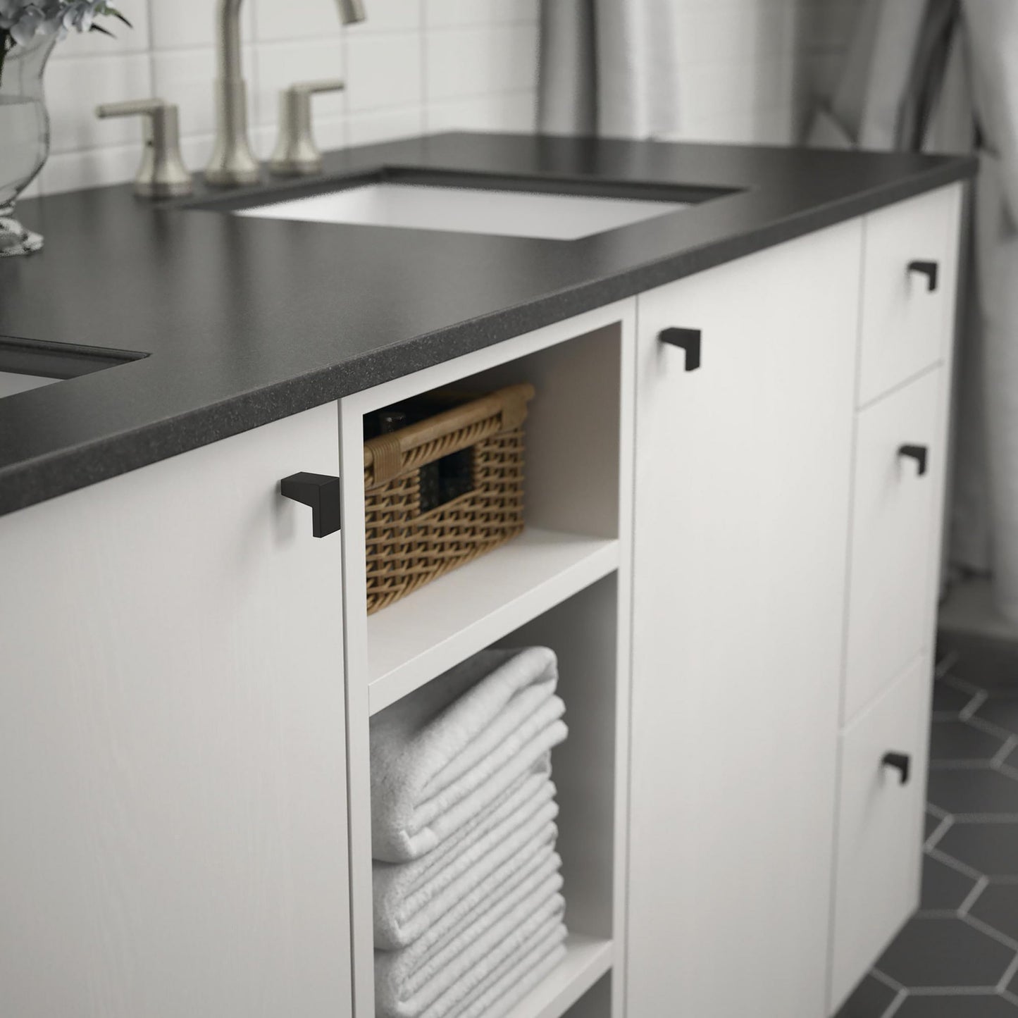Franklin Brass (10-Pack) – Matte Black Cabinet Knobs for Dressers, Drawers, Kitchen Cabinet Door, Vanity, Furniture, Closet Knobs, 1-1/16 Inch Square | Mirrored