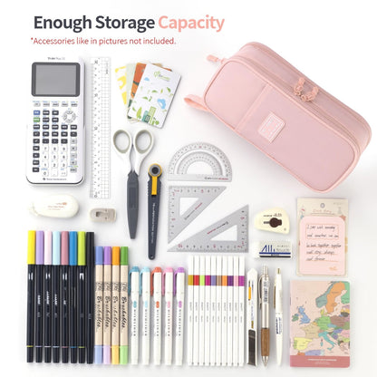 CICIMELON Large Pencil Case Big Storage Pen Pouch Bag with Compartment for School Supplies Office College Teen Boys Girls Adults, Upgraded Pink