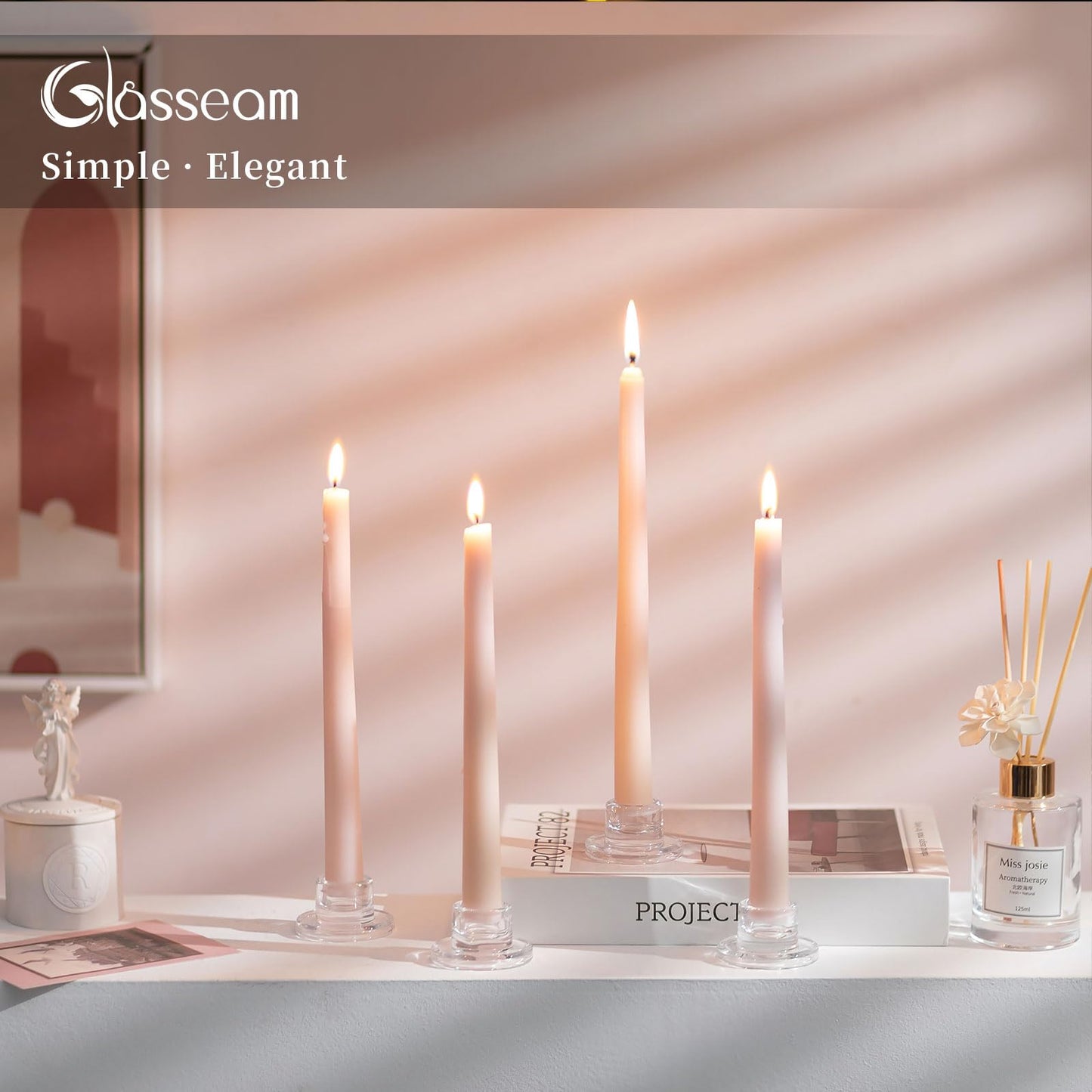 Glasseam Glass Tapered Candlestick Holders: 10Pcs Small Taper Candle Holders Bulk Clear Candle Sticks Holder Decor Short Modern Candle Holder for Table Centerpiece Wedding Christmas Dinner Party