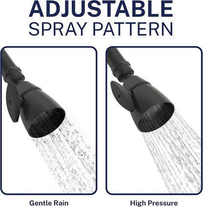 HammerHead Showers® Solid Metal 2 Inch High Pressure Shower Heads - MATTE BLACK – 2.5 GPM Shower Heads High Pressure - High Flow Shower Head with ADJUSTABLE SPRAY PATTERN - Fixed Shower Head