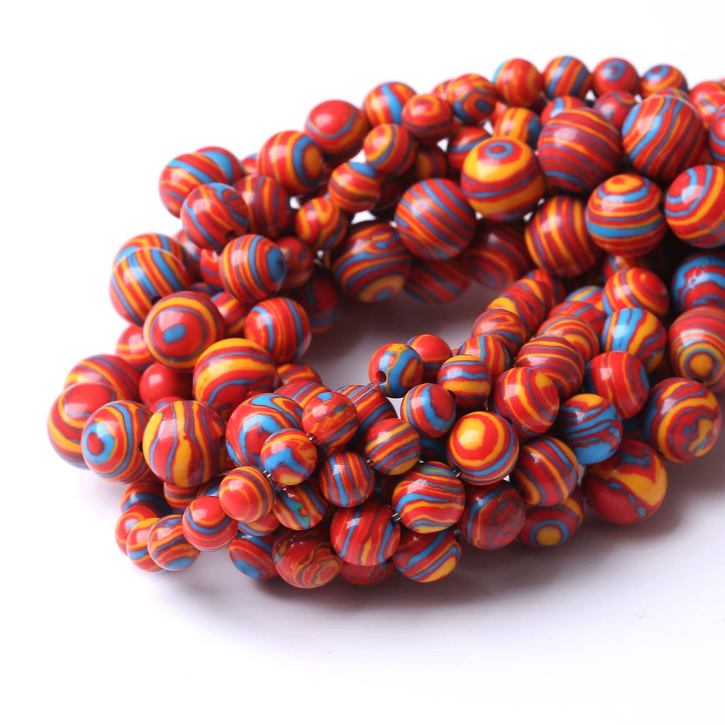 36PCS 10MM Beads Red Malachite Beads Round Loose Beads Natural Gem Beads for Jewelry Making 15"