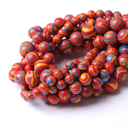 36PCS 10MM Beads Red Malachite Beads Round Loose Beads Natural Gem Beads for Jewelry Making 15"