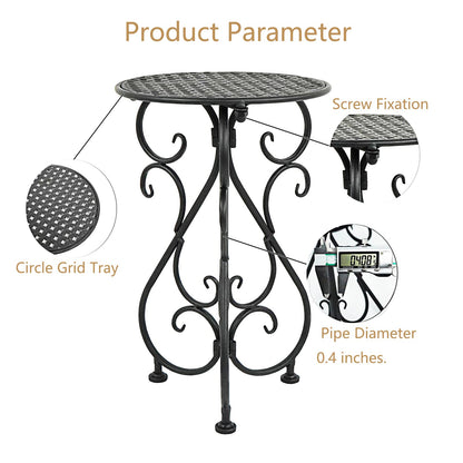 NAKUPE Plant Stand Indoor & Outdoor Flower Pot Stand 17" Tall Metal Plant Table,Single Planter Holder for Patio, Porch, Corner, Garden Decor, Balcony, Black(1 Pack)