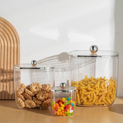 135oz Plastic Candy Dish with Lid for Office Desk, Cookie Storage Jar for Kitchen Counter, Plastic Apothecary Jar for Cotton Swabs, Balls, Cotton Pads, Floss Picks, Clear Lid, 4000ml