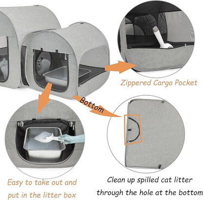 Portable Cat Playpen, Delivery Room, Enclosure, Postoperative Recovery, House Design for Better Standing, Foldable Pet Tent for Indoor and Outdoor Use, Cat Houses & Condos (Light Grey)