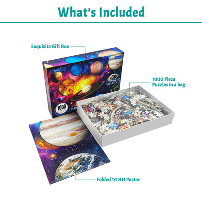 MBOQIU 1000 Piece Puzzle for Adults - Solar System Puzzles for Adults 1000 Pieces, Letters on Back, Universe Scene Jigsaw Puzzle, Space Scene Challenging Puzzles for Teens Seniors - 27.6 x 19.7 inches