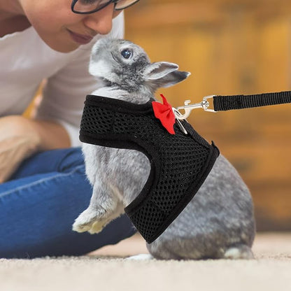 NUOBESTY Bunny Harness Leash Set Breathable Mesh Vest Guinea Pig Harness Adjustable Chest 20-23cm Small Pet Walking Supplies for Rabbits and Guinea Pigs