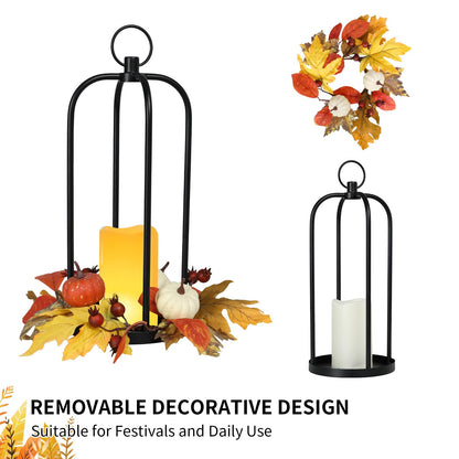 Bdor 2 Pack Fall Lantern Decor with LED Candle – 14 Inch Harvest Pumpkin Maple Leaf Hanging Lantern for Autumn Thanksgiving Table Centerpiece Indoor Outdoor Decoration, Battery Operated