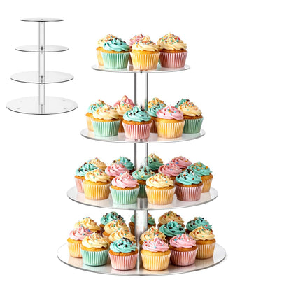 4 Tier Acrylic Cupcake Stand, Cupcake Tower Stand Clear Dessert Tower