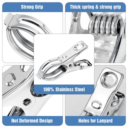 Upgraded 200 PCS Garden Clips, Greenhouse Clamps 100% Stainless Steel Heavy Duty Greenhuose Clips for Netting - Strong Grip to Hold Down Shade Cloth or Plant Cover on Garden Greenhouse Hoops