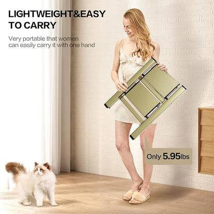 2 Step Ladder, Aluminum Folding Step Stool with Anti-Slip Sturdy and Wide Pedal, Lightweight Portable Multi-Use Stepladder for Home and Kitchen Use Space Saving, Gold, 330 lbs