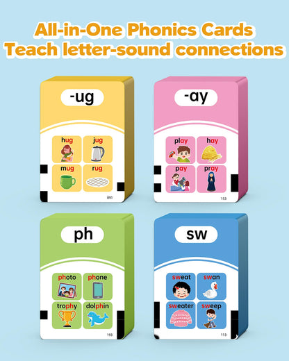 Phonics Talking Flash Cards for Toddlers 3-8, Airbition Learn to Read in 20 Stages, Digraphs CVC Blends Long Vowel Sounds Spelling Reading,Kindergarten First Second Grade Homeschool Educational Study