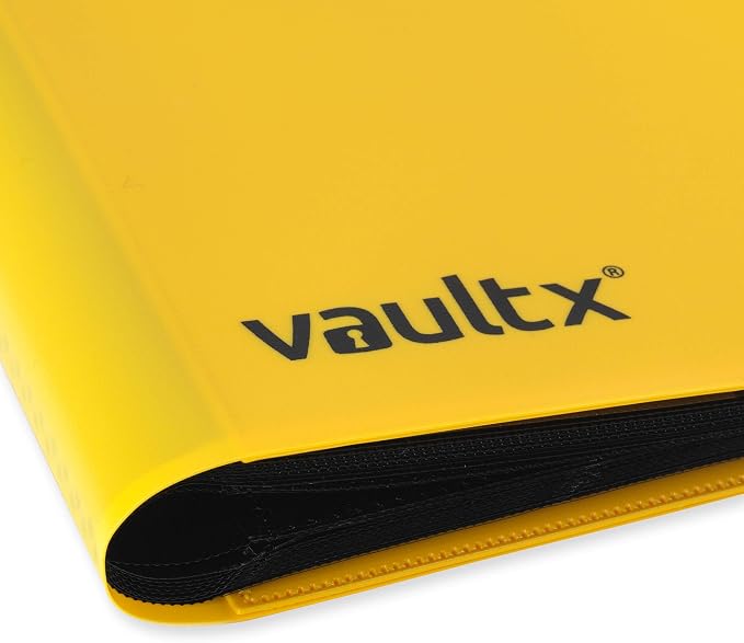 Vault X 9 Pocket Standard Strap Binder, Holds 360 Trading Cards in 20 Side-Loading Pages (Yellow)