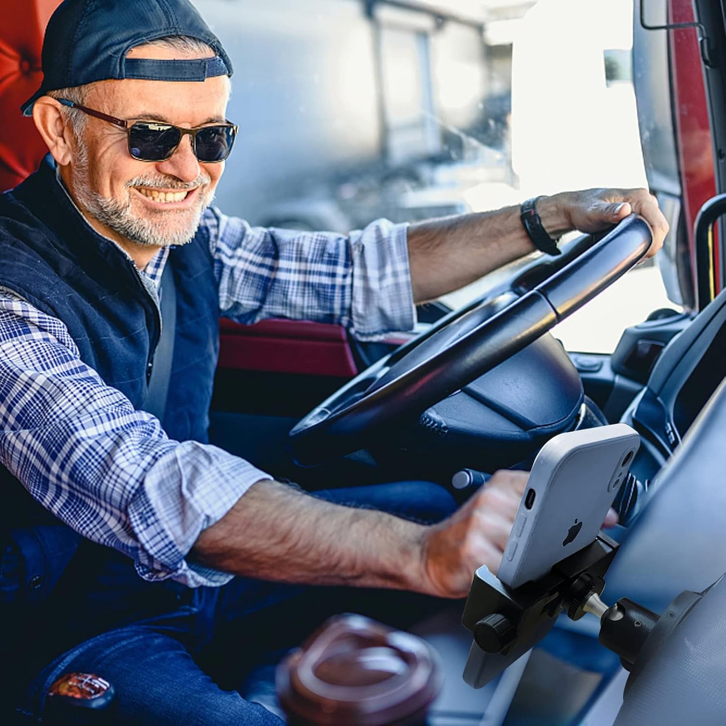 Gym Magnetic Phone Mount Holder, Heavy Duty Magnet Base Cell Phone Clamp, Attracts to Ferrous Metal Surface, Designed for Gym, Motorcycles Tank, Tractor, Toolbox, Truck, Forklift
