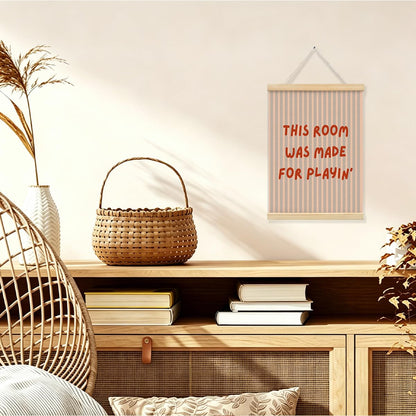 STHTTSW Playroom Decor，This Room Was Made For Playin' Wall Art Poster Hanger with Wooden Frame, Nursery Wall Art, Kids Bedroom Hanging,Toddler Play Area Sign, Children's Flag Decor 12x16 Inch