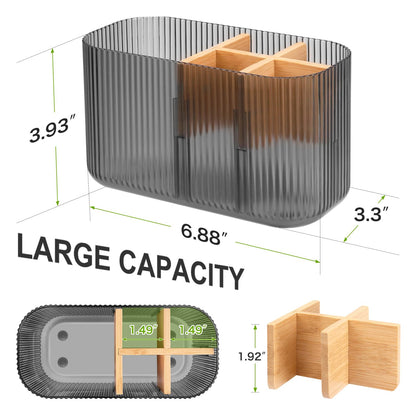GFWARE Black Bathroom Accessories - 5 Slots Toothbrush Holders for Bathrooms Sink Organizer Countertop Kids Bathroom Storage Caddy Decor