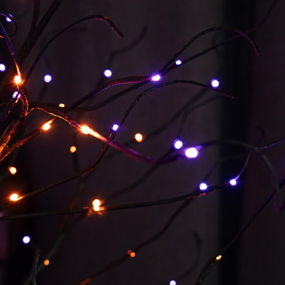 TW SHINE 6FT Halloween Lighted Black Birch Tree, 144 LED Purple and Orange Lights Artificial Spooky Tree with Timer, Waterproof Halloween Decoration for Indoor Outdoor Home Party Decor