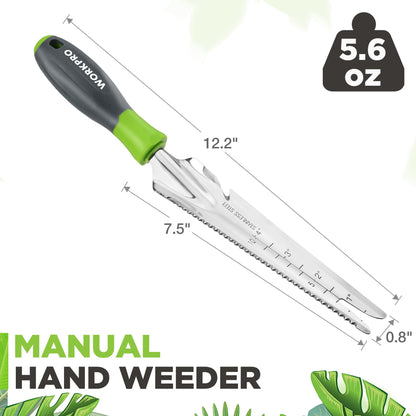 WORKPRO Hand Weeder Puller, 5-in-1 Stainless Steel Garden Trowel with Soft Handle, Gardening Weeding Tool for Easy Weeder Removal, Planting, Weeding, Flower & Vegetable Care in Garden Lawn Yard