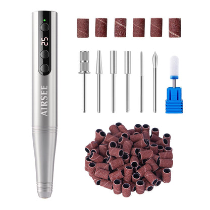 AIRSEE Pro 25000RPM Nail Drill - Cordless Rechargeable Efile for Acrylic, Dip Powder & Gel Nails, Salon & Home Use with Bits & Sanding Bands