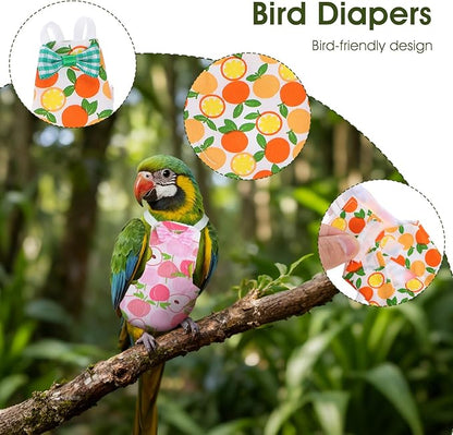 4 Pcs Bird Diaper, Cute Pet Bird Diaper, Parrot Nappy Reusable Flight Suit with Waterproof Inner Birds Diapers for Parakeet Cockatiel Mini Macaw Budgie Canary