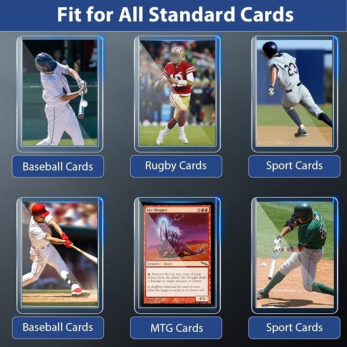 400 Hard Plastic Card Sleeves, Premium Baseball Card Protectors, 3"x 4" Trading Cards Sleeves, Sports Game Cards Holder Top Cases (200 Hard Sleeve + 200 Soft Sleeve)
