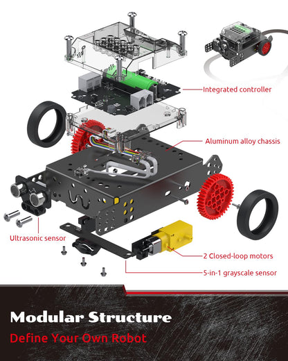 WhalesBot Rocky Coding Robot Car Kit for Kids 8-12 12-16, STEM Educational Engineering Toy, Scratch Python C Programming & Remote Control, Science Gift for 8 9 10 11 12+ Year Old Boys Girls