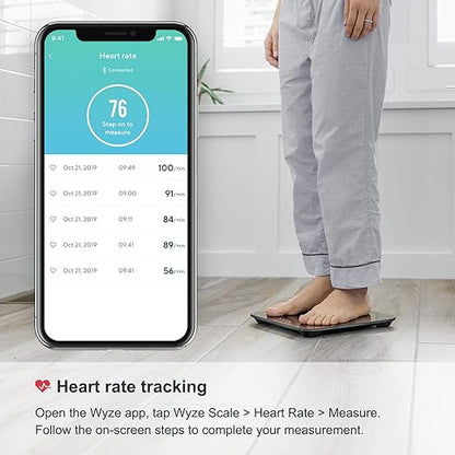 Wyze Scale for Body Weight, Digital Bathroom Smart Scale for Body Fat, BMI, and Heart Rate, 12 Body Composition Analyzer with App, Bluetooth, 400 lb (Blue)