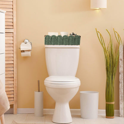 Toilet Paper Storage Basket Bathroom Counter Organizer Wicker Baskets for Organizing Cute Basket for Apartment Bedroom Nursery Room Kitchen Bathroom Decor-Green