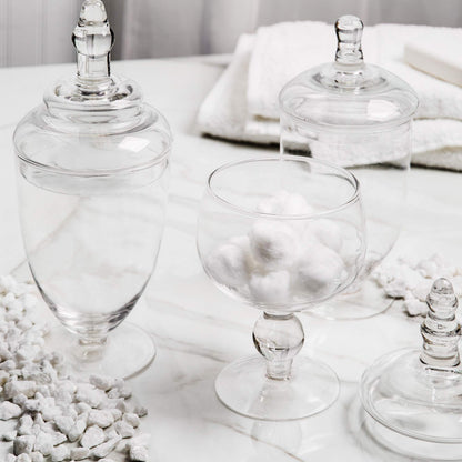 Small Apothecary Jars with Lids Set of 3, Home Essentials & Beyond, for Candy Buffet, Glass decor, Laundry Room, Potpourri, DIY Crafts and Bathroom Jars