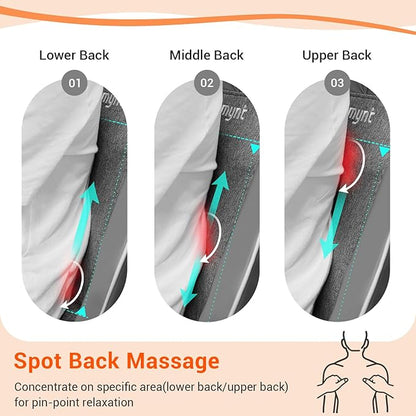 Mynt Shiatsu Neck and Back Massager with Heat, 3D Kneading Full Back Massager for Pain Relief Deep Tissue, Foldable Adjustable Chair Massager for Home Office, Christmas Gift for Dad Mom, Gray