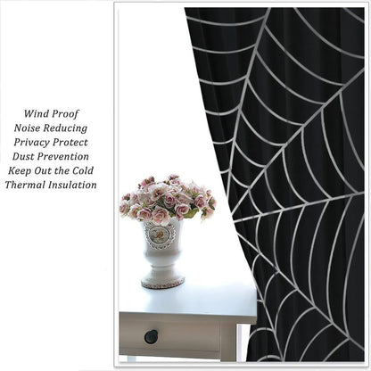 Yearn Jear Super Hero Spider Web Boys Black Window Curtains for Kids Baby Room Bedroom Home Office Decor Decorations 42 x 45 Inch Decor