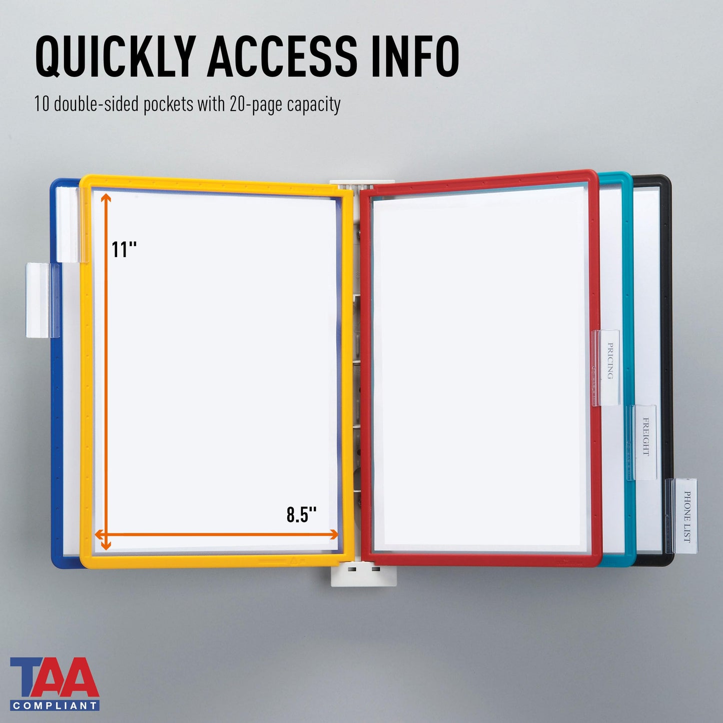 Durable Vario Wall Reference System, 5 Panels, Letter, Asst. Borders And Panels (Pack of 6)