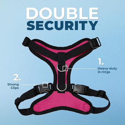 Voyager Step-in Pet Harness - All Weather Mesh, Adjustable Step in Harness for Cats and Dogs by Best Pet Supplies - Fuchsia/Black Trim, XL