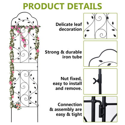 hogardeck Metal 84 * 19 Garden Trellis 2-Packs for Climbing Plants Flowers Vegetables Planting Arched Outdoor Decoration for Courtyards Lawns Gardens