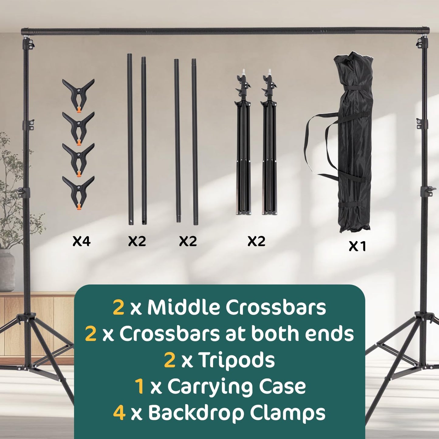 Kate Photo Backdrop Stand 10x8.5ft Adjustable Background Stand Kit for Photography (Indoor/Outdoor) and Party Decorations, Maximum Load 5kg/11lb