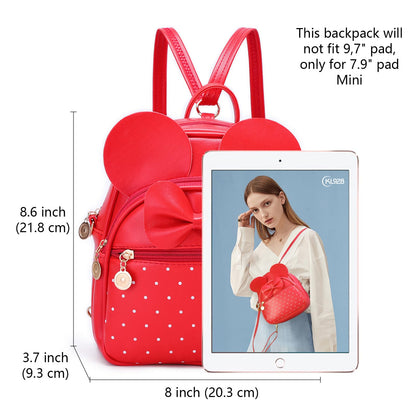 KL928 Girls Mini Backpack Bowknot Polka Dot Cute Small Daypacks Convertible Shoulder Bag Purse for Women