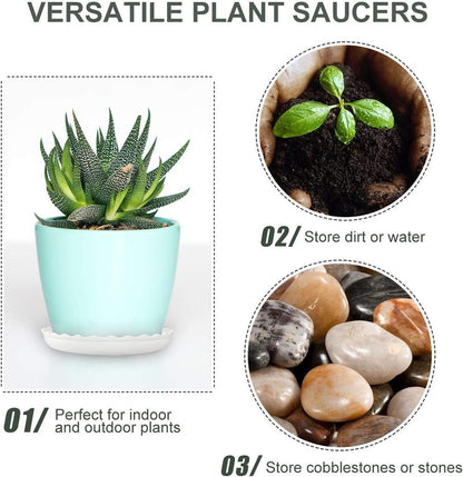 OFiSEXPT Plant Saucer Set, 13 Pcs Plant Trays, 6, 8, 10 Inch Durable Plastic White Round Plant Pot Trays, Drip Trays for Indoor and Outdoor Garden
