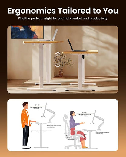 ErGear Height Adjustable Electric Standing Desk, 40 x 24 Inches Sit Stand up Desk, Memory Computer Home Office Desk, Light Vintage Brown