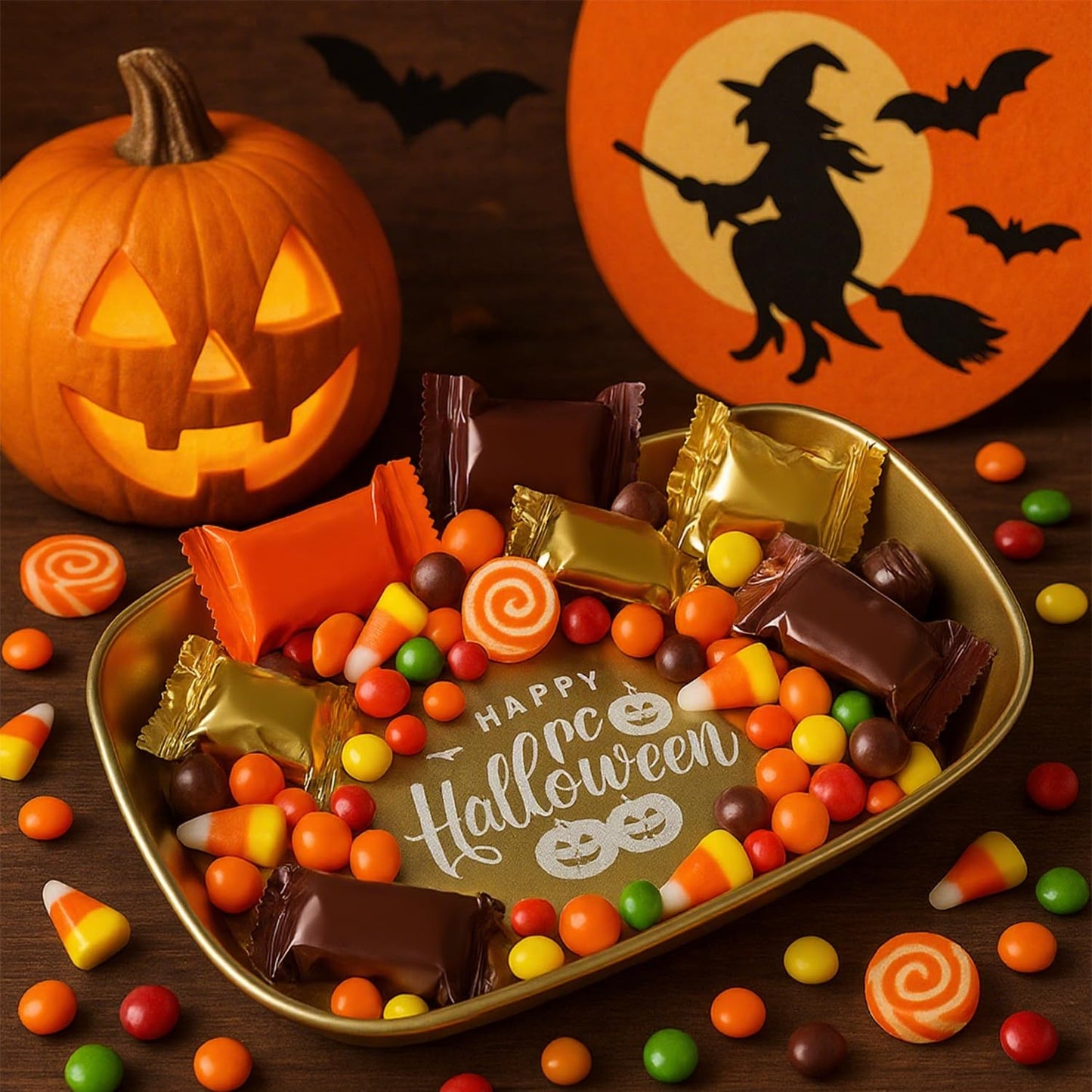 FREECOZYER 3pcs Halloween Candy Dish, Serving Tray, Halloween Platter Pumpkin Candy Bowl Table Decorations for Party Trick or Treat Decor (Pumpkin 3 Pack)