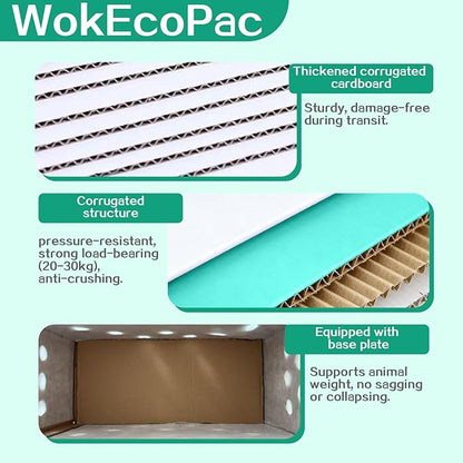 12 Pack Single Live Bird Shipping Boxes, Live Chicken Shipping Boxes, Poultry Shipping Boxes has Ventilation Openings, Cardboard Pet Carrier for Chicken, Bird, Duck, Pigeons, Canaries 17.7x7.8x11.8 in