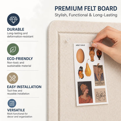 Baysola Beige Felt Bulletin Board for Wall 24 x 18 Inch Frameless